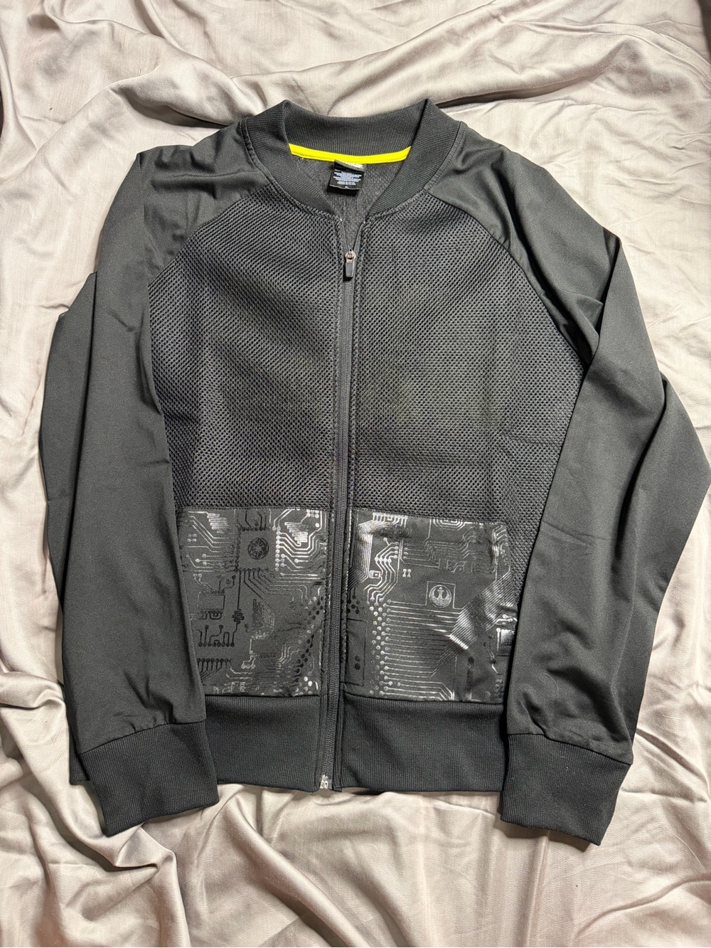 Star Wars Black Bomber Jacket with Circuit-Print Pocket Panels